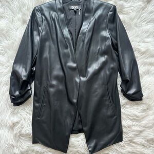 DKNY Women's Black Open-Front Leather Jackrt NWOT